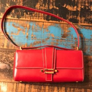 Antonio Melani red leather purse with gold clasp